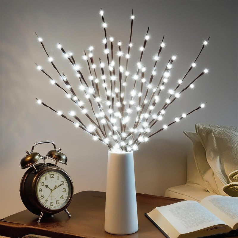 DK177 2 Pack Led Branch Light Battery Operated Lighted Branch Vase Filler Willow Tree Artificial Little Twig Power Brown 30 Inch 20 LED for Home Outdoor Indoor Romantic Decoration, White Light - Image 1
