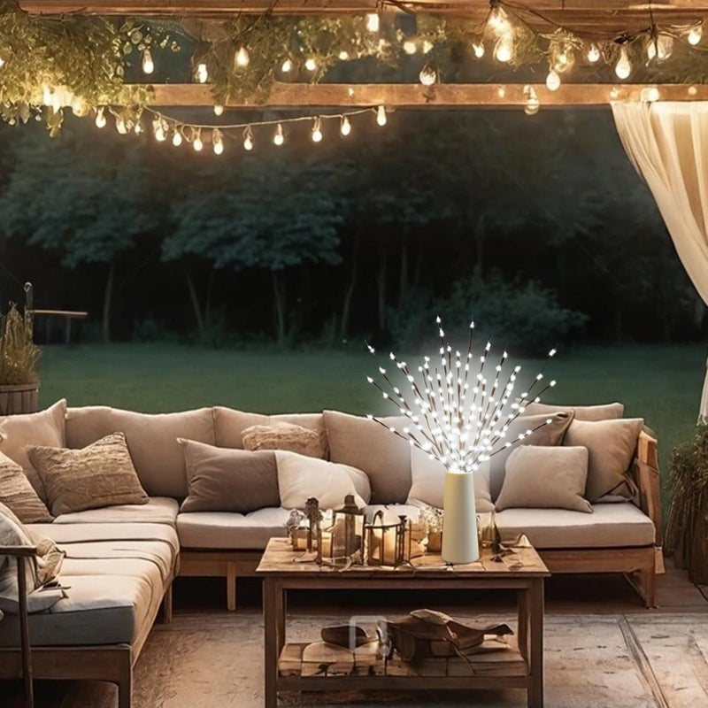 DK177 2 Pack Led Branch Light Battery Operated Lighted Branch Vase Filler Willow Tree Artificial Little Twig Power Brown 30 Inch 20 LED for Home Outdoor Indoor Romantic Decoration, White Light - Image 2