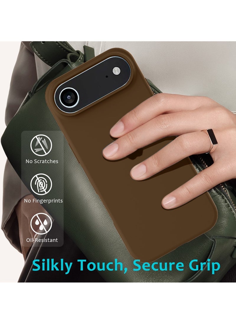 دبليو تيك جراب أبل آيفون إير 5G 2025 الفاخر عالي الجودة مصنوع من السيليكون السائل (MCRPSN) - بني طيني - Image 2