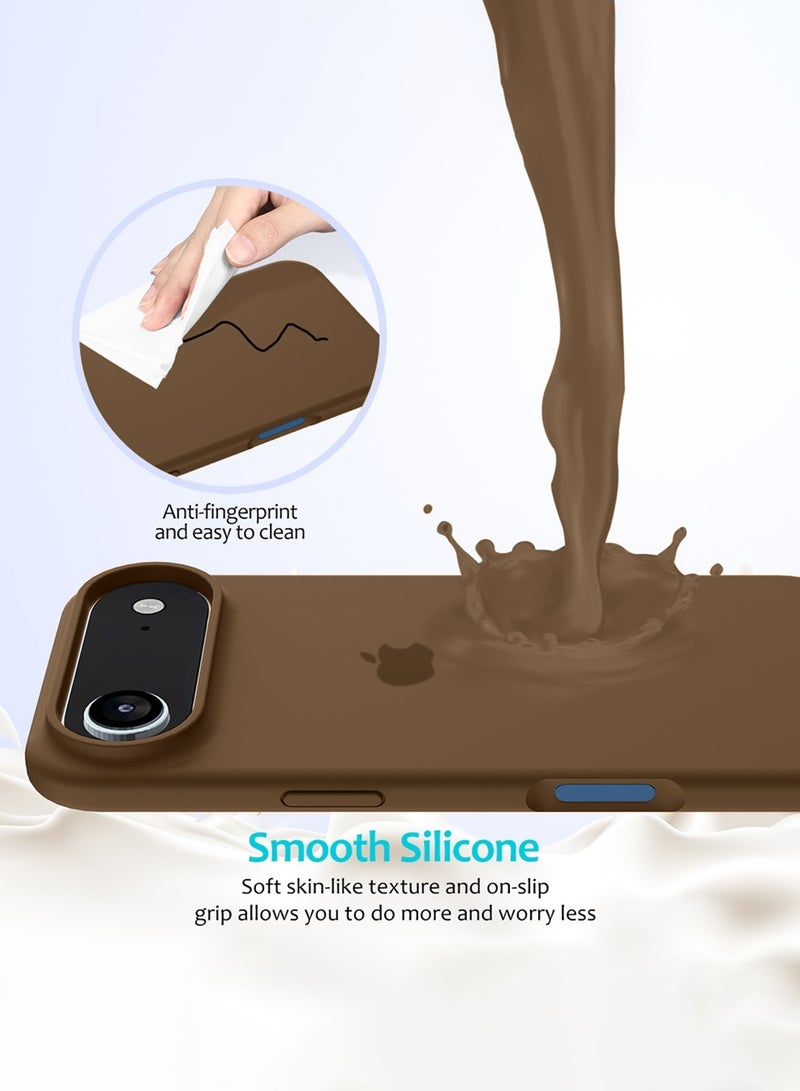 دبليو تيك جراب أبل آيفون إير 5G 2025 الفاخر عالي الجودة مصنوع من السيليكون السائل (MCRPSN) - بني طيني - Image 3