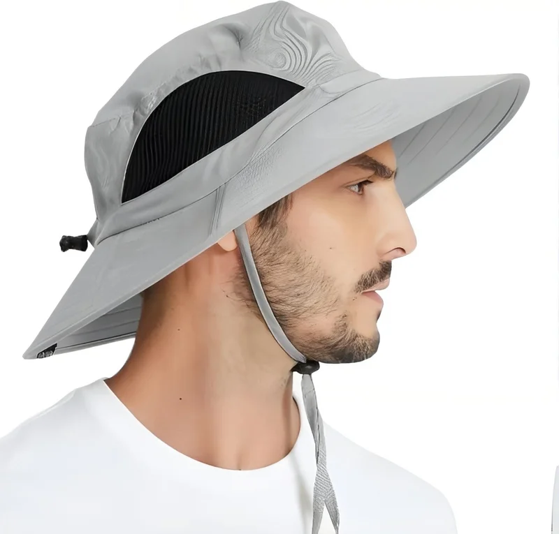تيزجيلسين Unisex Wide Brim Mesh Foldable Beach Hat