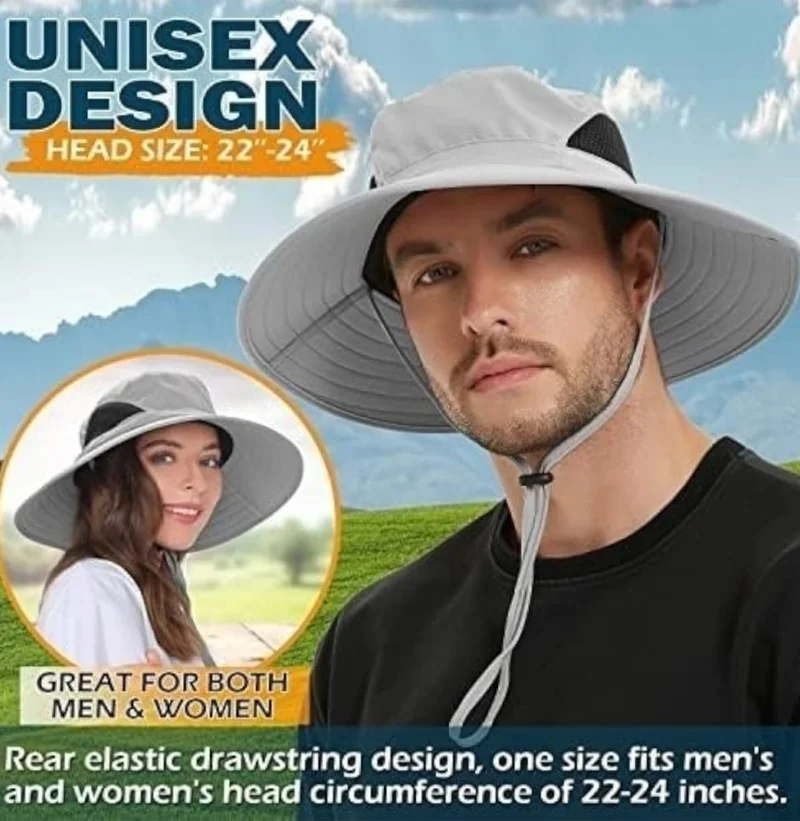 تيزجيلسين Unisex Wide Brim Mesh Foldable Beach Hat