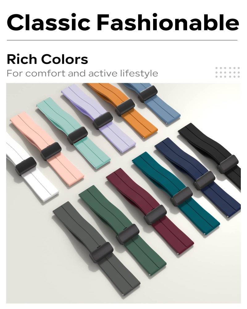 LYSMVIVI Magnetic Watch Band 22mm 20mm 19mm 18mm 16mm With Quick Release Soft Silicone Sport Watch Band for Men Women, Magnetic Silicone Replacement Strap - Image 5