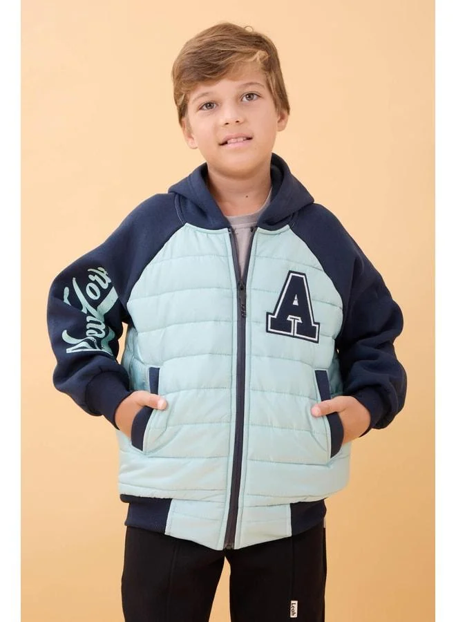 Perendi Boy's Plush-Lined Quilted Hooded College Jacket – Çağla