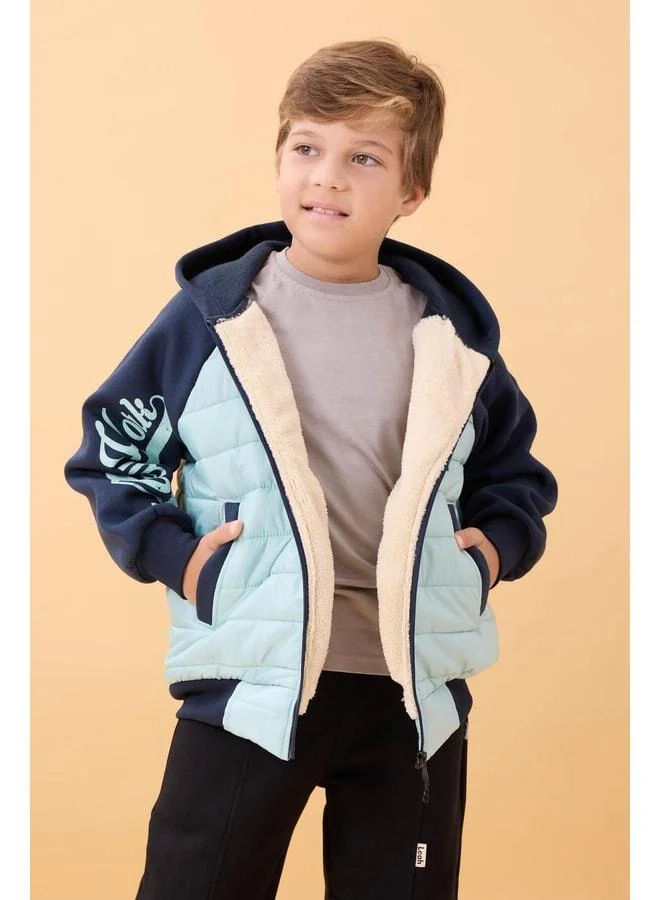 Perendi Boy's Plush-Lined Quilted Hooded College Jacket – Çağla