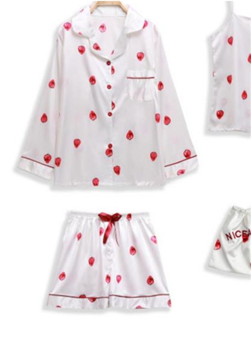 Generic - 7pcs pajamas set for women in all seasons imitation silk pajamas set - Image 1