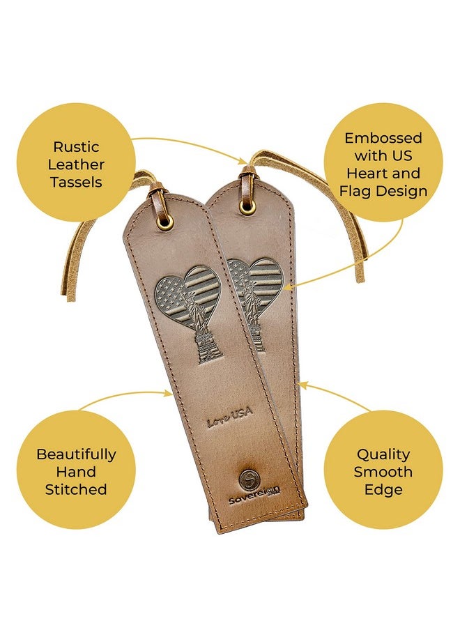 Sovereign-Gear Premium Leather Bookmark | Elegant Smart Bookmark for Men and Women | 2 Perfect Leather Bookmarks with USA Flag Heart for Readers, Writers, and Book Lovers (7x2) Leather Gift | Sovereign-Gear  - Image 2