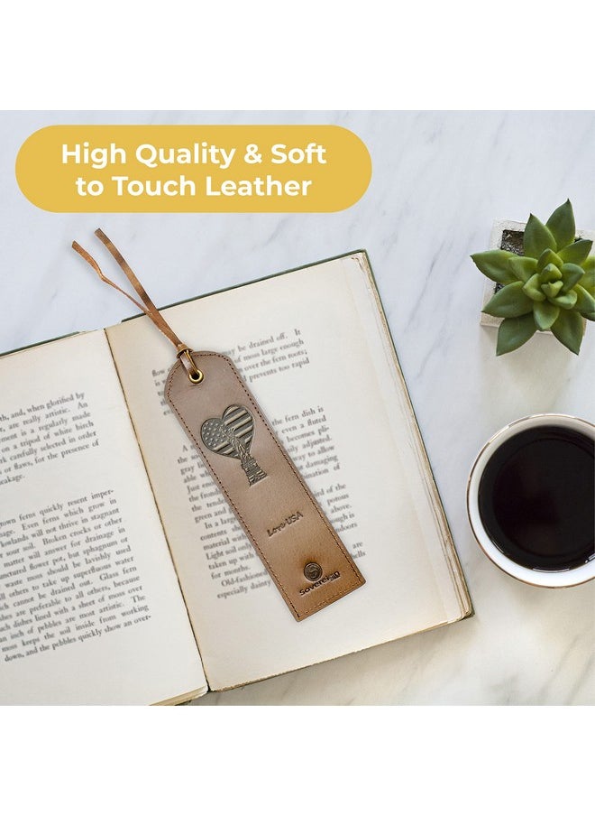 Sovereign-Gear Premium Leather Bookmark | Elegant Smart Bookmark for Men and Women | 2 Perfect Leather Bookmarks with USA Flag Heart for Readers, Writers, and Book Lovers (7x2) Leather Gift | Sovereign-Gear  - Image 5