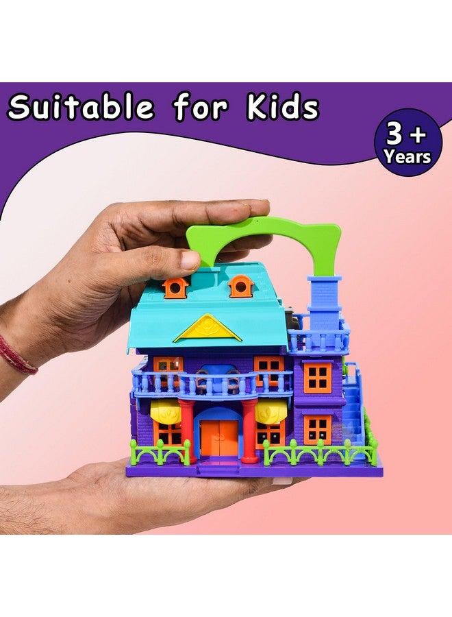 WISHKEY Plastic Doll House for Kids, Role Play Set Dolls House for Girls, Doll House Set with Accessories, Toy House for Girls, Made in India, Purple 3+ Years, (Pack of 1) - Image 2