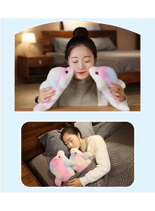 برنامج ألعاب ناعمة دولفين من القطيفة على شكل قوس قزح للأطفال حيوان لطيف جميل كرتوني محبوب هدية عيد ميلاد للأطفال حديثي الولادة من البنات والأولاد ديكور المنزل (مقاس 35 سم) 5Buy24Multi Dolphin35Cm - Image 2