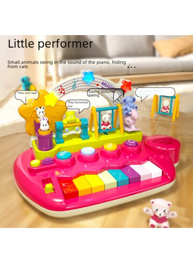 Rainbow Children's Electronic Piano Toy Early Education Music Play Instrument For Girls 1-3 Years Old Interactive Learning-Color:Grain Rain 8627C Rainbow Amusement Piano ]  - Image 4