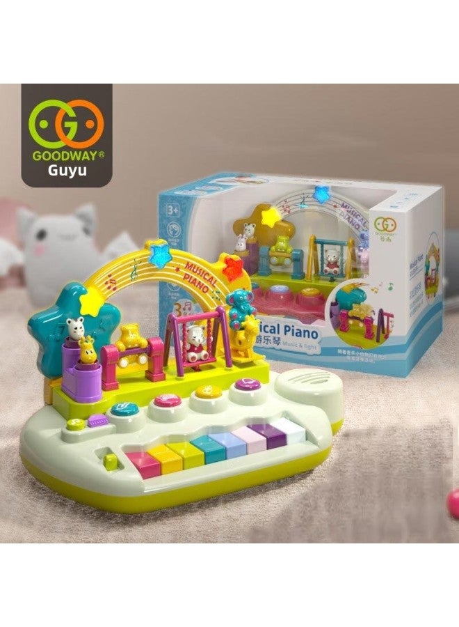 Rainbow Children's Electronic Piano Toy Early Education Music Play Instrument For Girls 1-3 Years Old Interactive Learning-Color:Grain Rain 8627C Rainbow Amusement Piano ]  - Image 1