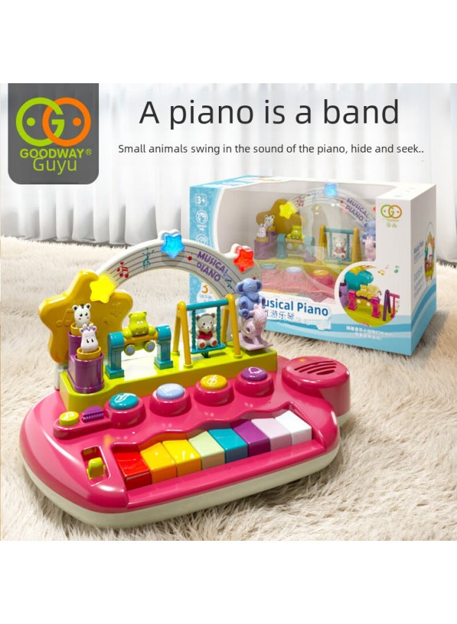 Rainbow Children's Electronic Piano Toy Early Education Music Play Instrument For Girls 1-3 Years Old Interactive Learning-Color:Grain Rain 8627C Rainbow Amusement Piano ]  - Image 2