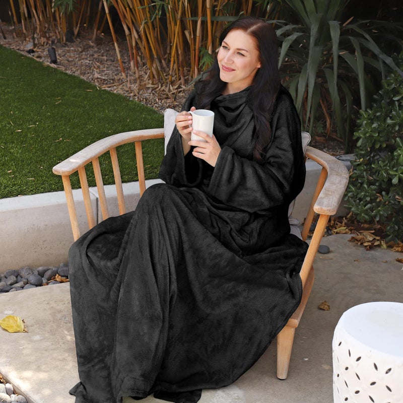 Catalonia Wearable Blanket with Sleeves and Pocket  Cozy Soft Fleece Mink Micro Plush Wrap Throws Blanket Robe for Women and Men - Image 5