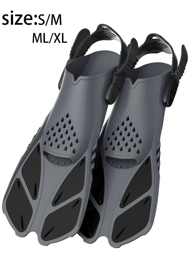 ماسكابوني زعانف سباحة زعانف غطس بكعب مفتوح، زعانف غطس قابلة للتعديل وخفيفة، إبزيم زعانف سباحة بكعب مفتوح مع قوة دفع جيدة، زعانف قصيرة بحجم السفر للغطس والسباحة للبالغين 9-13 مقاس أمريكي - Image 1