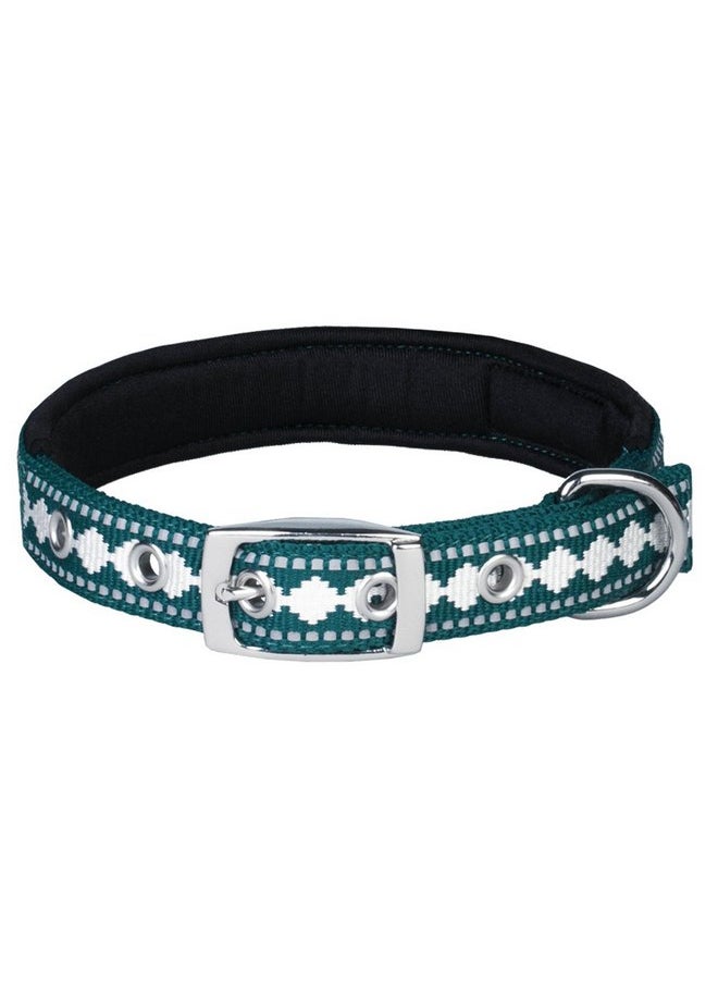Blueberry Pet Blueberry Pet Soft & Safe 3M Reflective Jacquard Neoprene Padded Adjustable Dog Collar with Metal Buckle - Teal Blue, Neck 17-20.5", for Large Breed  - Image 4