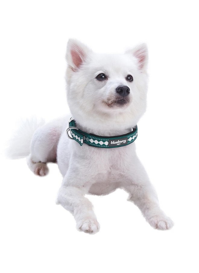 Blueberry Pet Blueberry Pet Soft & Safe 3M Reflective Jacquard Neoprene Padded Adjustable Dog Collar with Metal Buckle - Teal Blue, Neck 17-20.5", for Large Breed  - Image 2