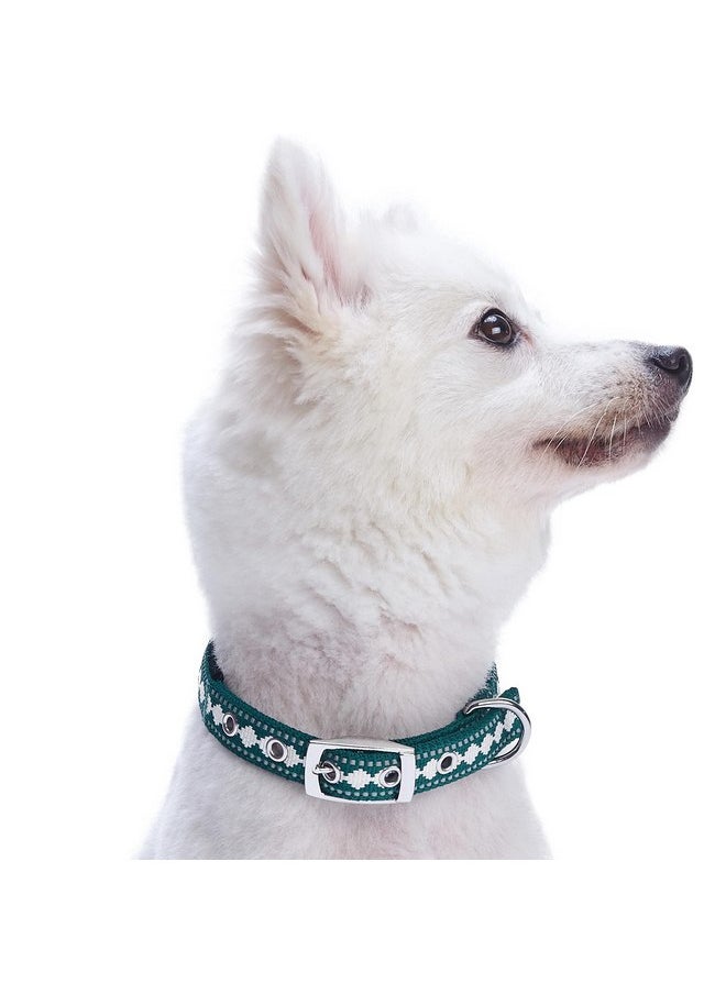 Blueberry Pet Blueberry Pet Soft & Safe 3M Reflective Jacquard Neoprene Padded Adjustable Dog Collar with Metal Buckle - Teal Blue, Neck 17-20.5", for Large Breed  - Image 3