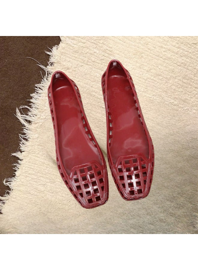 South Korea Jelly Shoes Shallow Mouth Shoes Crystal Pvc Outdoor Casual Square Head Sandals And Slippers Lazy Slip-on Dancing Shoes
