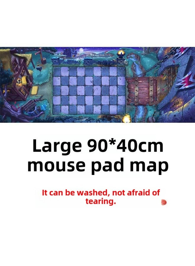 Plant Wars Map Accessories Non-slip Mouse Pad Map Generation Paper Map Cloth Texture Parent-child Interactive Map-Color:90 * 40CM Dark World Mouse Pad (bag)  - Image 1