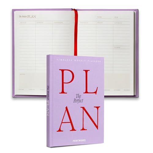 Printworks The Perfect Plan Weekly Planner Violet 6 x 9 Inch 104 Pages Undated Hardcover ToDo Organizer with Minimalist Cloth Cover - Image 1