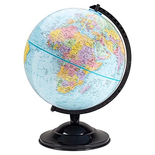 Replogle Globe  Educational Raised Political Relief  Mountains Ranges Showcases Ocean Currents with 2023 Country Lines  Perfect for a Classroom Home or Office  12 Blue Ocean Globe  Black Base - Image 1
