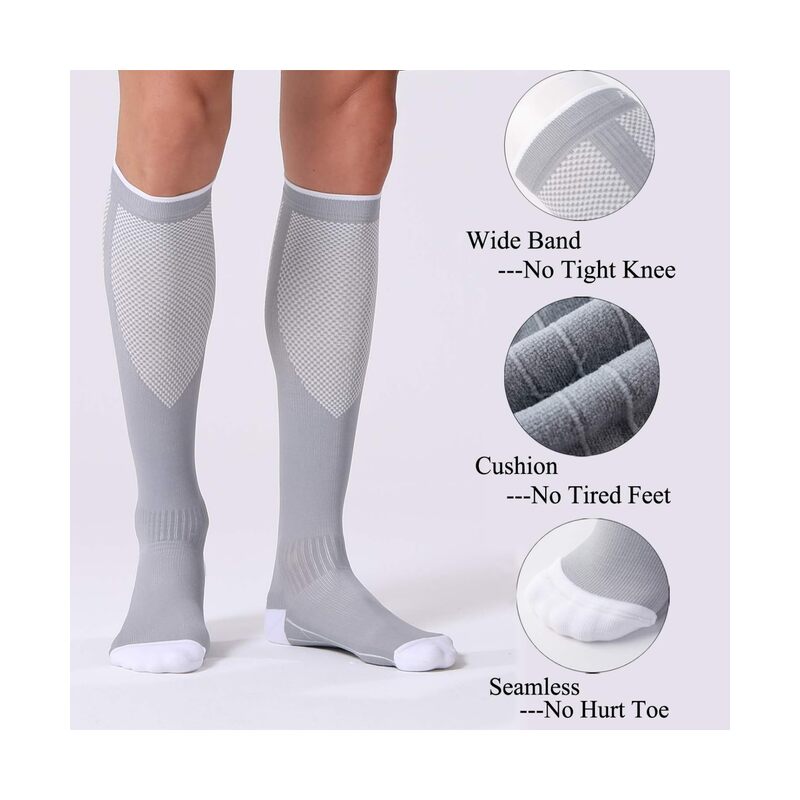 LAMAY 3 PCS Compression Socks for Women and Men 15-20mmHg-Circulation Support Socks L/XL - Image 4