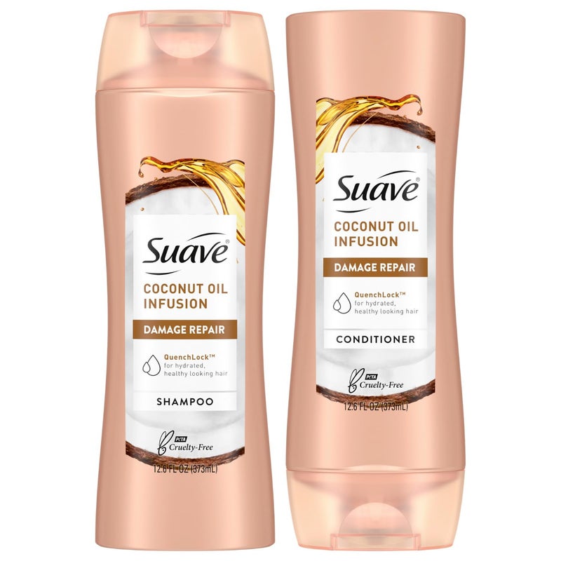 Suave Coconut Oil Infusion Shampoo and Conditioner Set, Damage Control Hydrating Shampoo & Conditioner for Damaged Dry Hair, 12.6 Oz Ea (2 Piece Set) - Image 1