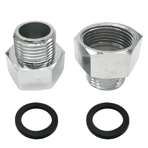 ZLYY 2Pcs Brass Faucet Adapter, 7/8" Female to G 1/2" Male Reducer, Compression Fitting for Kitchen Bathroom Faucet, Pipe Connector with Rubber Washer (Silver) - Image 1