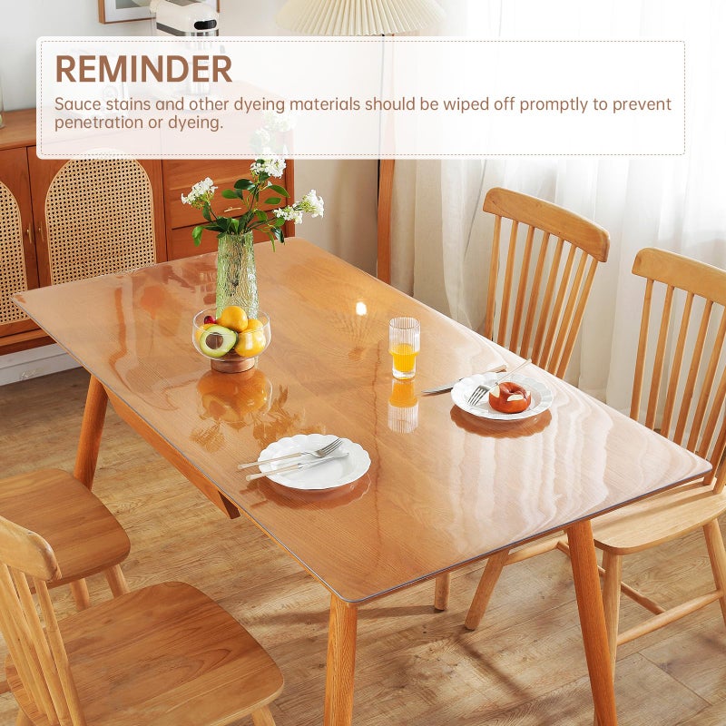 Warmstar Clear Table Cover Protector 24 x 48 Inch, 2mm Thick Plastic Table Cover Rectangle,PVC Clear Table Protector,Desk Protector Mat for Kitchen, Dresser, Writing Deskï¼ŒDining Room Table - Image 4
