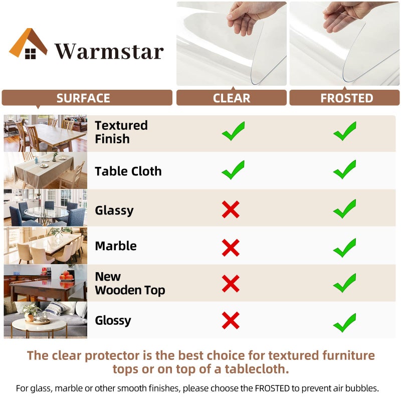Warmstar Clear Table Cover Protector 24 x 48 Inch, 2mm Thick Plastic Table Cover Rectangle,PVC Clear Table Protector,Desk Protector Mat for Kitchen, Dresser, Writing Deskï¼ŒDining Room Table - Image 5