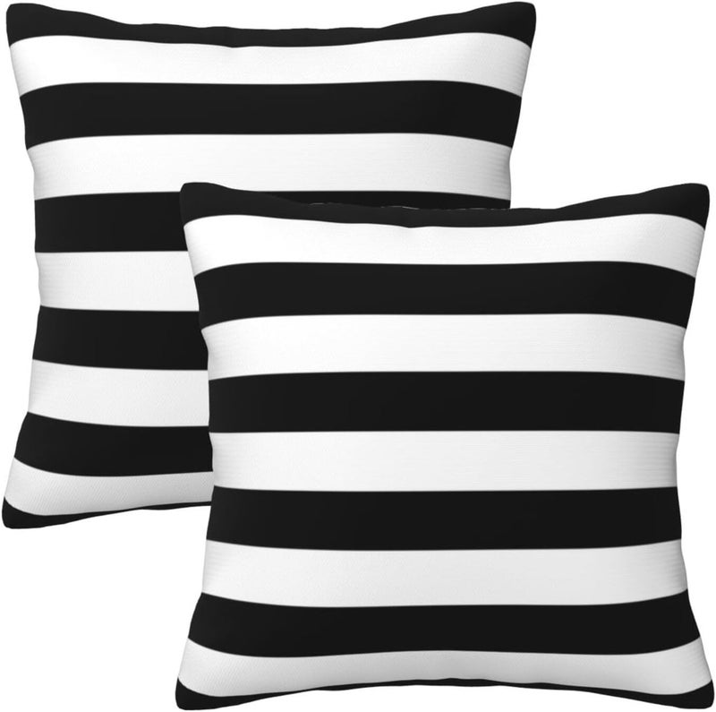 Poream Black and White Stripe Throw Pillow Covers 20x20 in Farmhouse Pillow Case Soft Cushion Covers Set of 2 for Sofa Bed Bedroom Car Chair Living Room Home Decorative - Image 1
