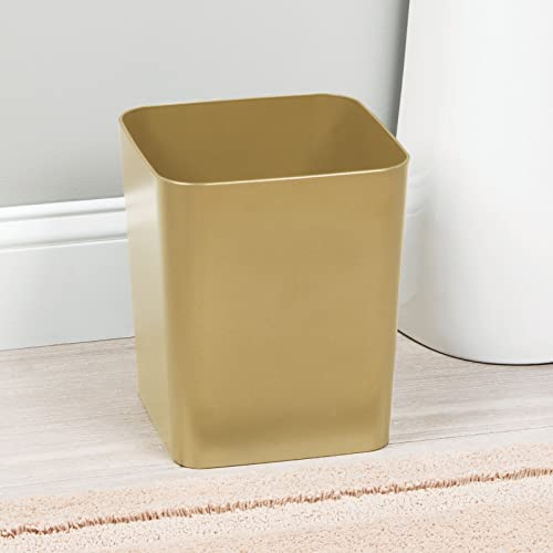 mDesign Square ShatterResistant Plastic Small Trash Can Wastebasket Garbage Container Bin for Bathrooms Powder Rooms Kitchens Home Offices Soft Brass Finish - Image 3