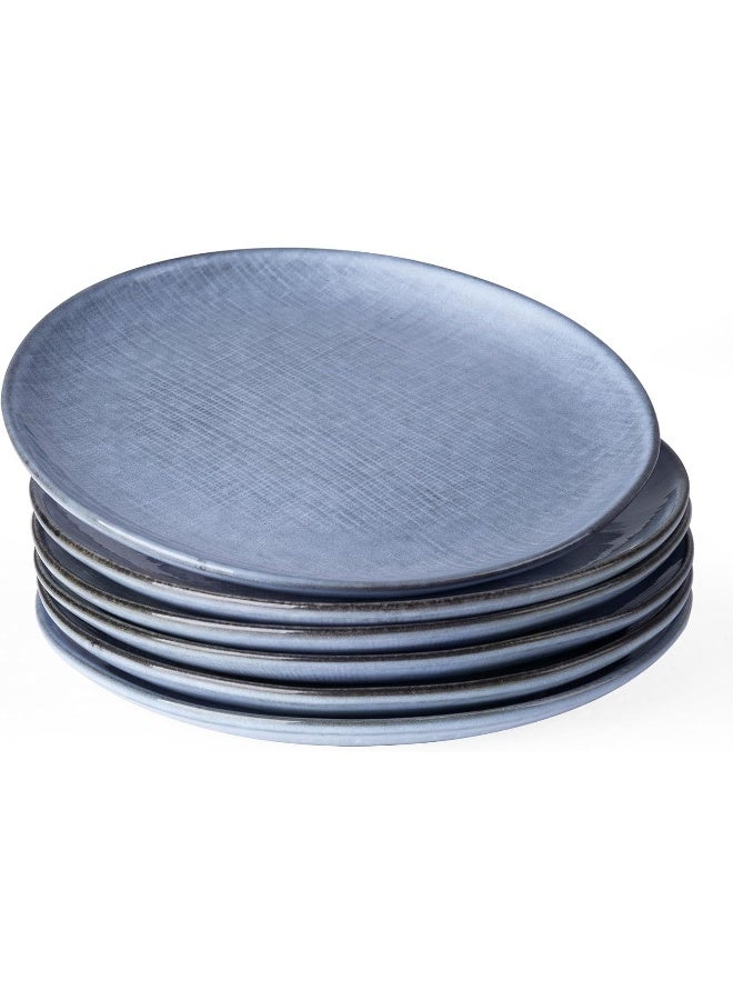 Famiware Moonlight 6 Piece Stoneware Dinner Plates in 10.25 inches, Scratch Resistant, Microwave & Dishwasher Safe, Blue  - Image 1