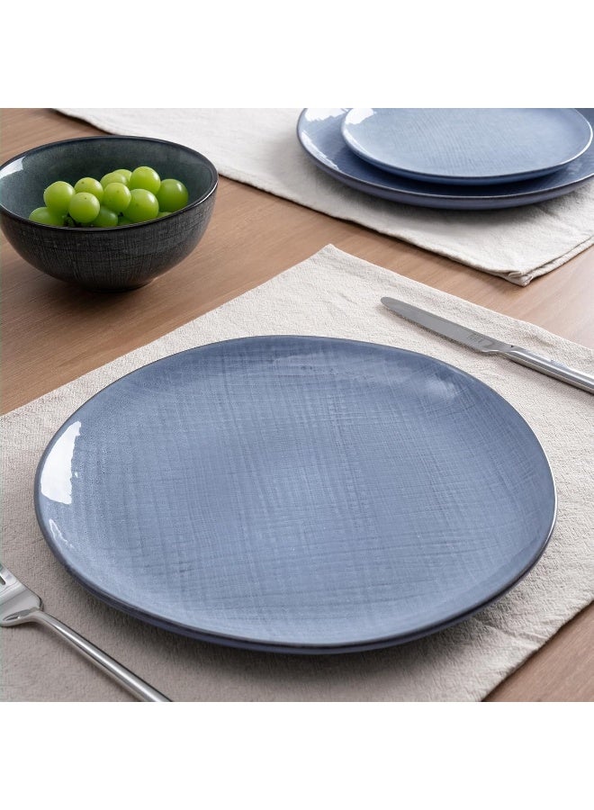 Famiware Moonlight 6 Piece Stoneware Dinner Plates in 10.25 inches, Scratch Resistant, Microwave & Dishwasher Safe, Blue  - Image 2