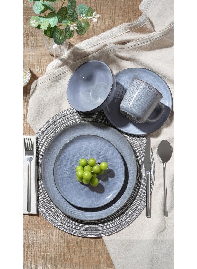 Famiware Moonlight 6 Piece Stoneware Dinner Plates in 10.25 inches, Scratch Resistant, Microwave & Dishwasher Safe, Blue  - Image 3