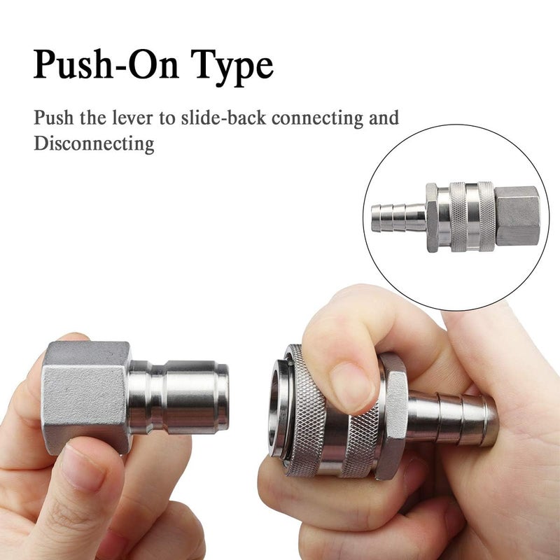 Ferroday Stainless Steel Quick Disconnect Set 1/2 NPT Female Disconnect 1/2" Barb Brewing Quick Disconnect For Wort Pumps for Wort Chiller Connectors for Ball Valve Hose Fitting & O-rings - Image 5