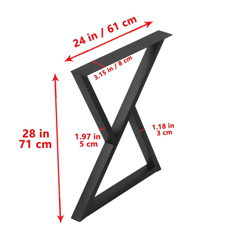 Womio 2Pcs Metal Furniture Legs H28 x L24 Rustic Decory Double Triangle Shape Table LegsDesk LegsHeavy Duty Dining Table LegsIndustrial ModernBlack - Image 4