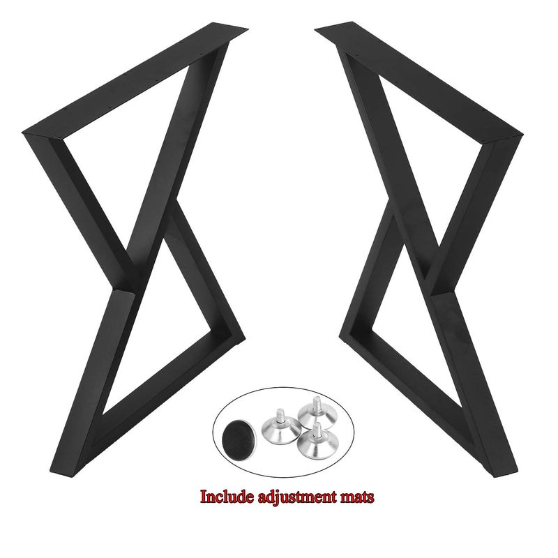 Womio 2Pcs Metal Furniture Legs H28 x L24 Rustic Decory Double Triangle Shape Table LegsDesk LegsHeavy Duty Dining Table LegsIndustrial ModernBlack - Image 2