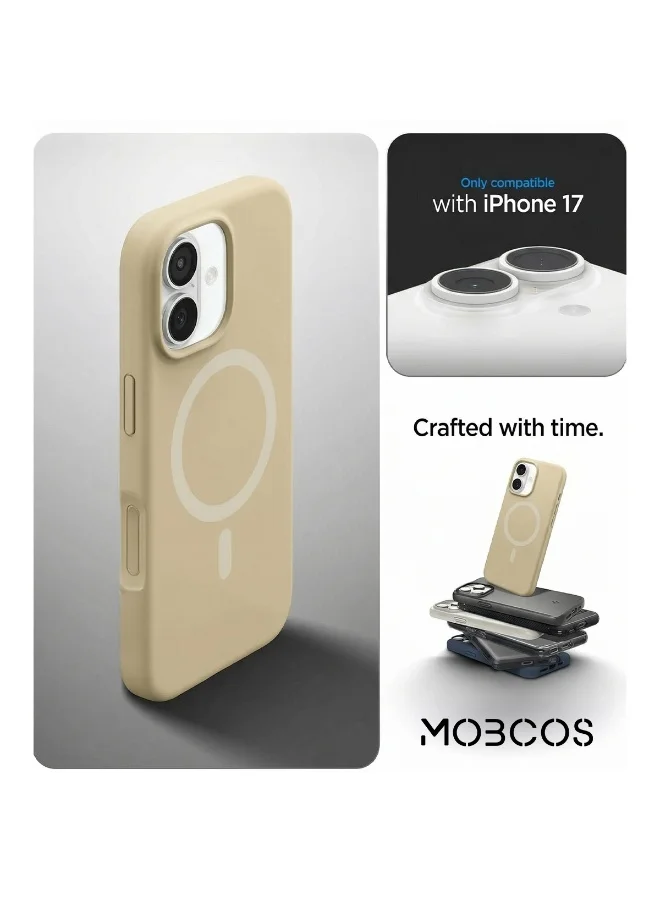 Mobcos Mobcos iPhone 17 Brown Elite Ring Premium Silicone Magnetic Wireless Charging Case for iPhone | Silky Soft Touch | Military-Grade Shockproof Protection | Strong Magnetic Compatibility | Luxury Slim Cover