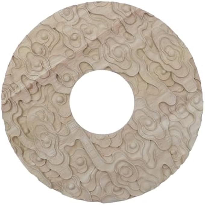 CEILING MEDALLION,WOOD CEILING COVER HOME LIGHTING CEILING MEDALLIONS RING CARVED TRADITIONAL CEILING MEDALLION FOR LIGHT FIXTURES AND CEILING FANS,3.15" ID X 9.96" OD - Image 1