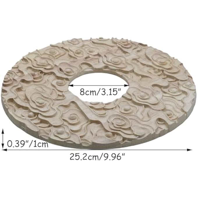 CEILING MEDALLION,WOOD CEILING COVER HOME LIGHTING CEILING MEDALLIONS RING CARVED TRADITIONAL CEILING MEDALLION FOR LIGHT FIXTURES AND CEILING FANS,3.15" ID X 9.96" OD - Image 3