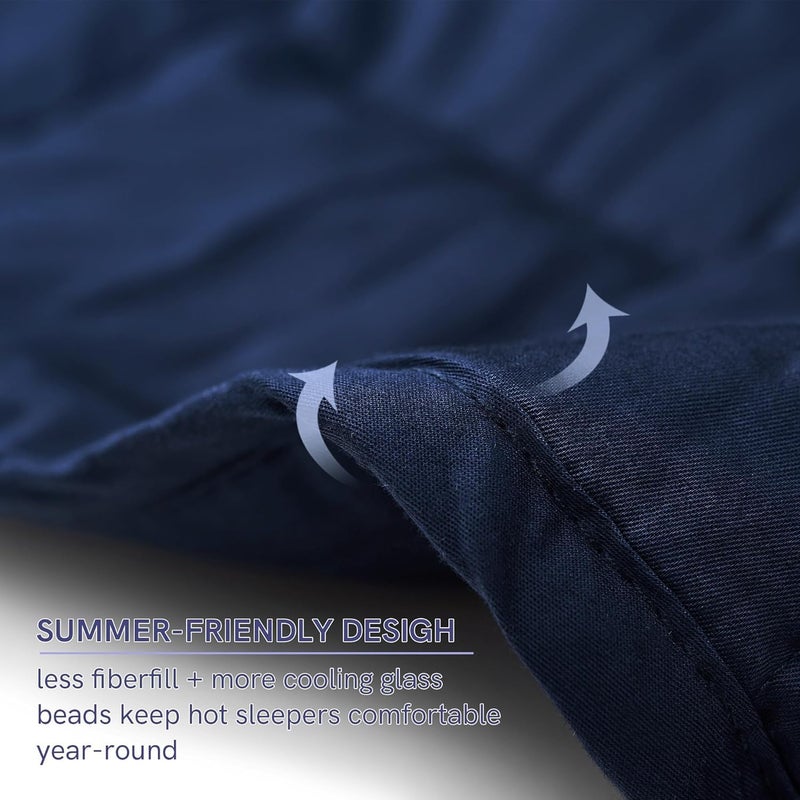 YnM Exclusive Weighted Blanket, Soothing Cotton, Smallest Compartments with Glass Beads, Bed Blanket for One Person of 110lbs, Ideal for Twin/Full Bed (48x72 Inches, 12 Pounds, Navy) - Image 4
