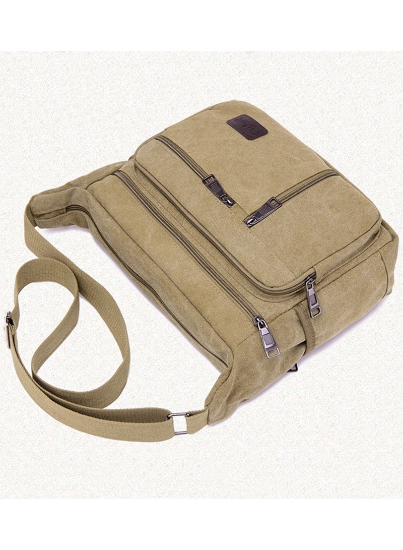 Canvas Shoulder Bag Crossbody Bag OutDoor Leisure Travel Backpack Brown - Image 3