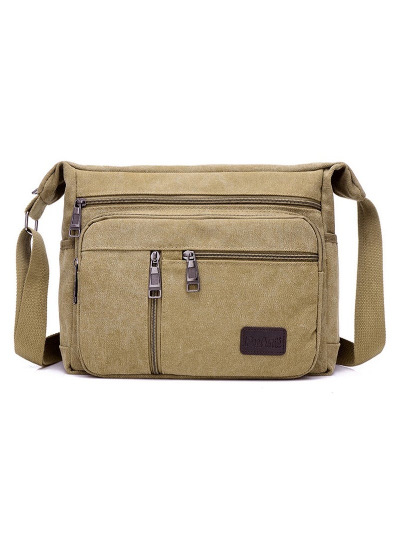 Canvas Shoulder Bag Crossbody Bag OutDoor Leisure Travel Backpack Brown - Image 1