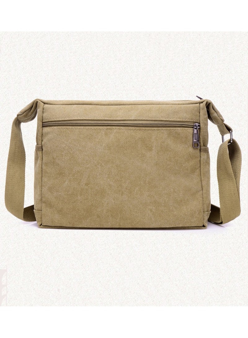 Canvas Shoulder Bag Crossbody Bag OutDoor Leisure Travel Backpack Brown - Image 5