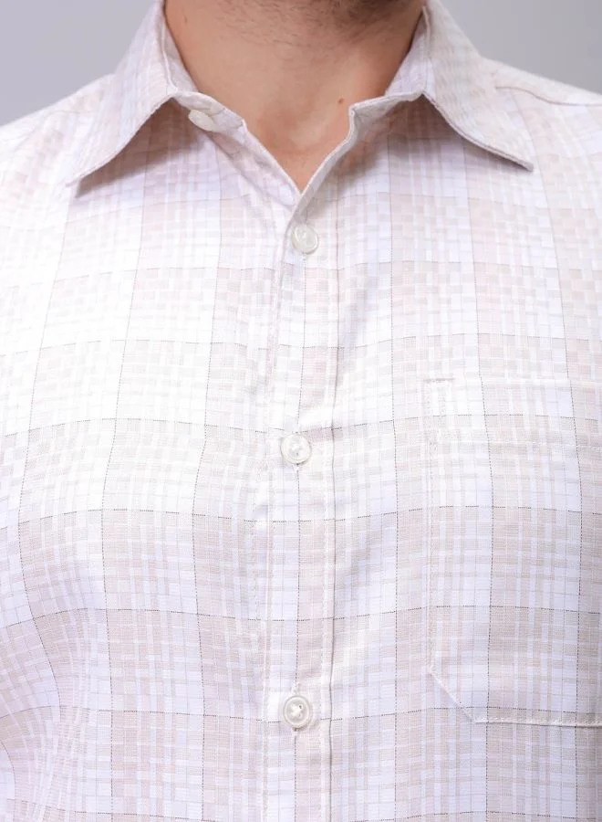 The Indian Garage Co Men Slim Fit Checkered Full Sleeves Cutaway Collar Formal Shirt