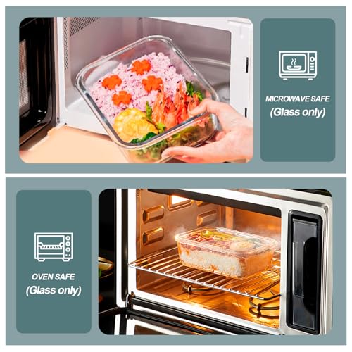 KOMUEE 30 oz 5 Pack Glass Meal Prep Containers, Glass Storage Containers with Lids - Dishwahser, Microwave, Oven and Freezer Safe, White - Image 5