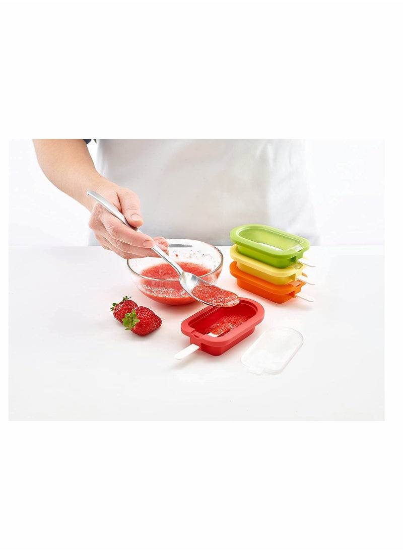 KASTWAVE - Stackable 4 Pieces Popsicle Mould, One Size, Reusable Ice Pop Molds With Sticks, Easy Release & Clean for Family /Multicolour - Image 1