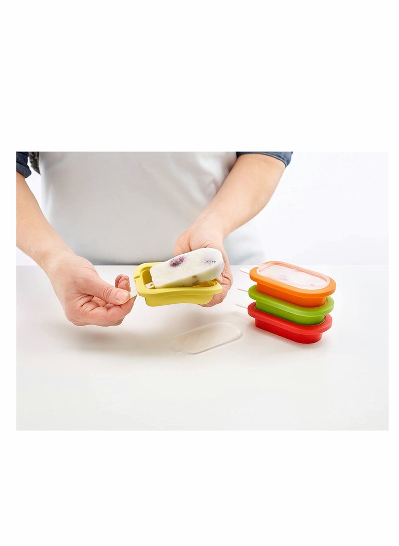 KASTWAVE - Stackable 4 Pieces Popsicle Mould, One Size, Reusable Ice Pop Molds With Sticks, Easy Release & Clean for Family /Multicolour - Image 1